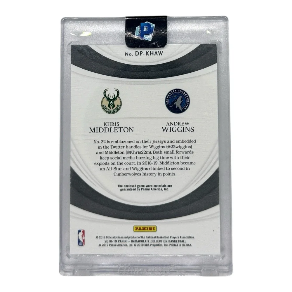 Panini‎ Immaculate 2018-19 Khris Middleton Andrew Wiggins Dual Patch Card